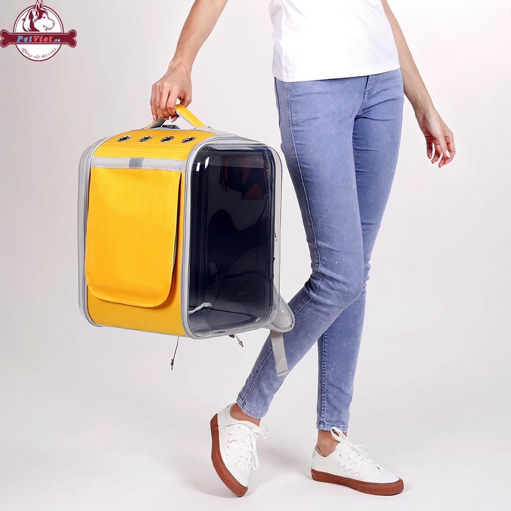 Balo Đựng Chó Mèo Dáng Hộp Mặt Lưới Loffe Pet Space Backpack - Ảnh 5