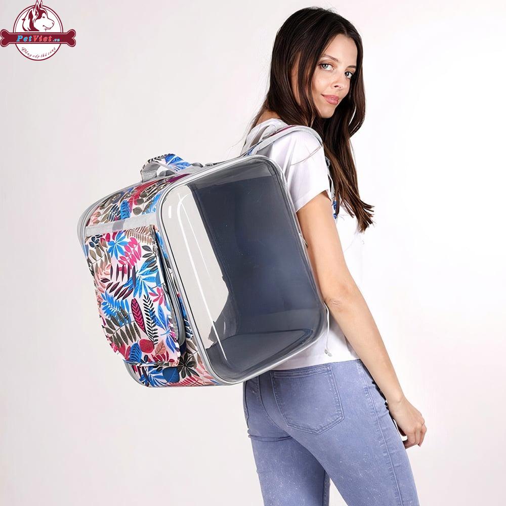 Balo Đựng Chó Mèo Họa Tiết Hoa Lá Loffe Pet Leaf Backpack - Ảnh 3