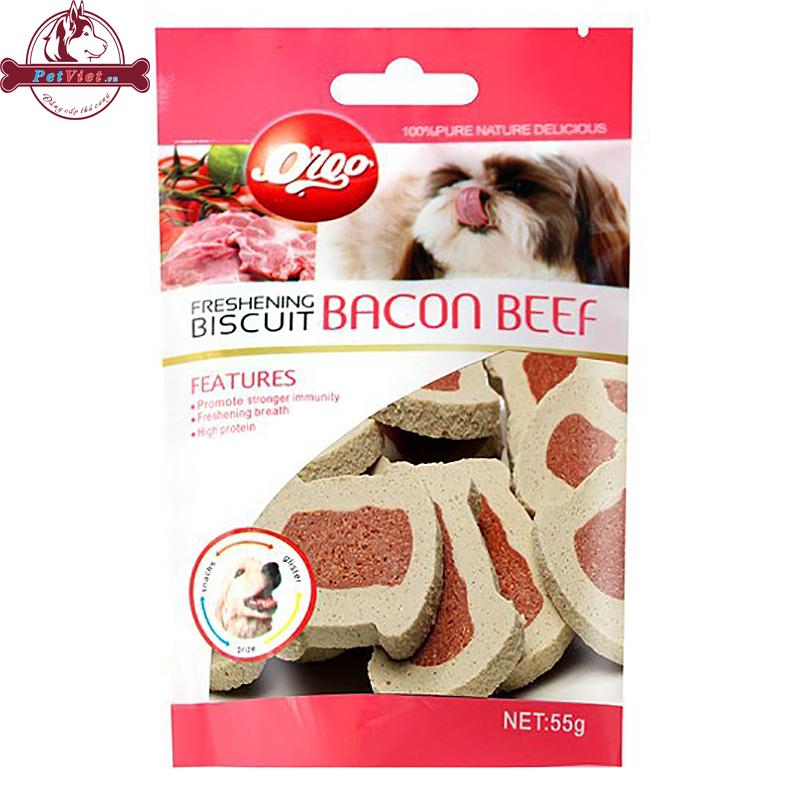 Bánh Thưởng Cho Chó Vị Thịt Bò Vegebrand Orgo Freshening Biscuit Bacon Beef