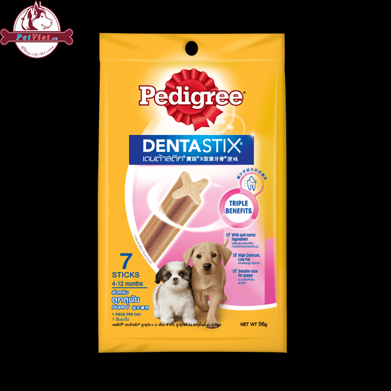 Bánh Xương Chăm Sóc Răng Cho Chó Con 4 - 12 Tháng Pedigree Dentastix 56gr