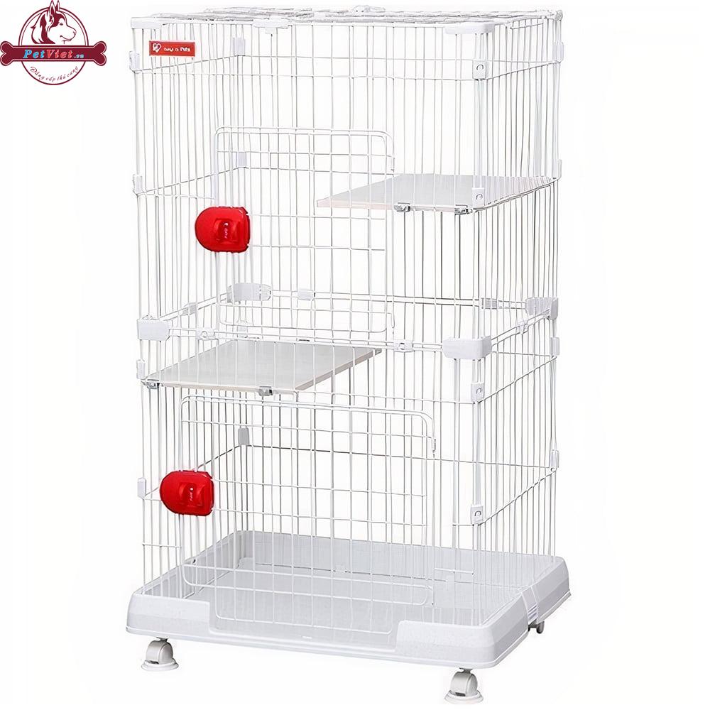 Chuồng Mèo 2 Tầng Nan Sắt Đế Nhựa Iris Ohyama PV01 - Ảnh 2