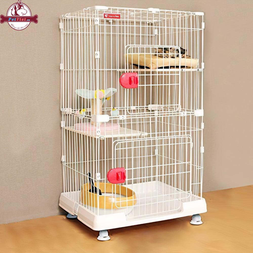 Chuồng Mèo 2 Tầng Nan Sắt Đế Nhựa Iris Ohyama PV01