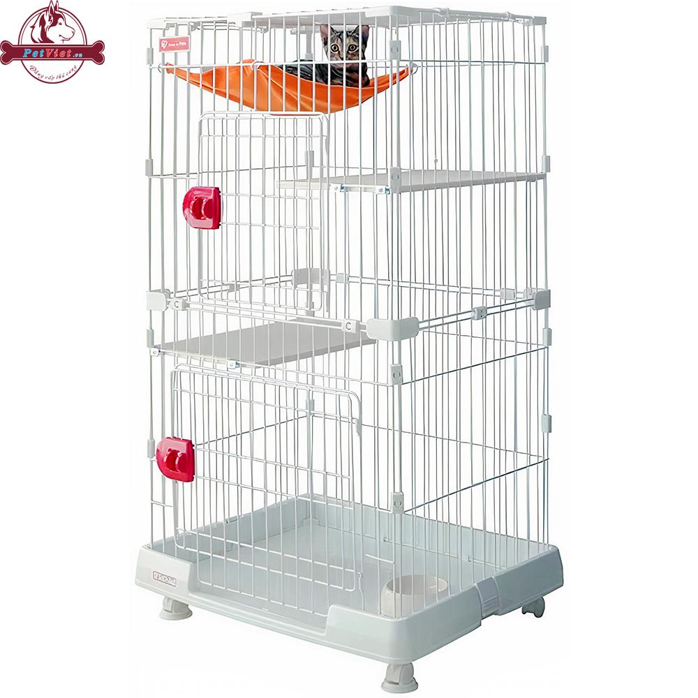 Chuồng Mèo 2 Tầng Nan Sắt Đế Nhựa Iris Ohyama PV01 - Ảnh 3