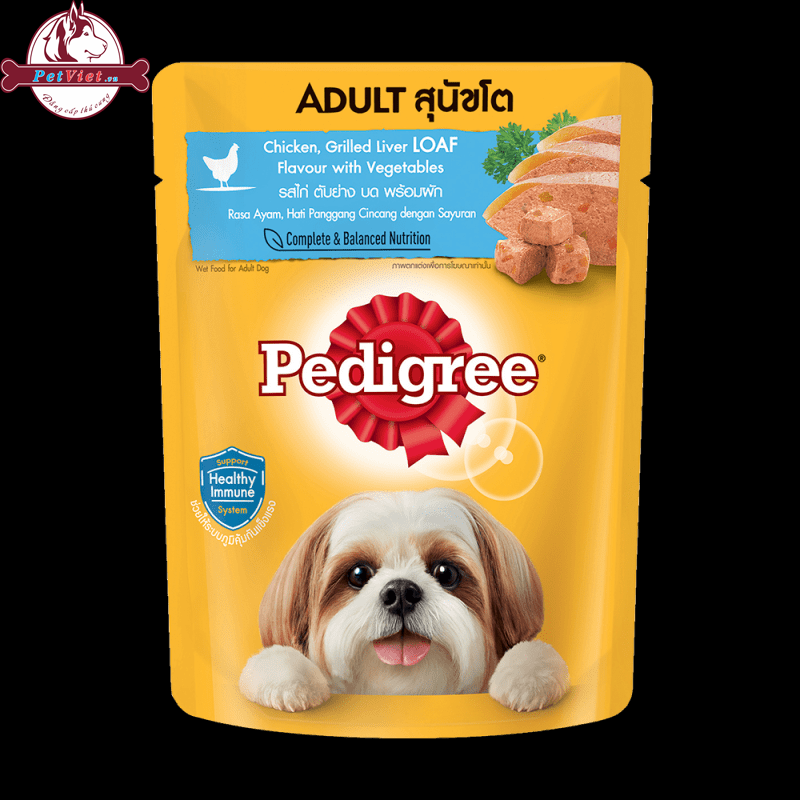 Thức Ăn Cho Chó Lớn Dạng Sốt Pedigree - Vị Gà, Gan Nướng Và Rau Củ Túi 80gr