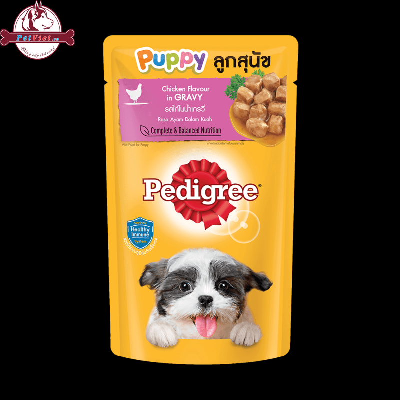 Thức Ăn Cho Chó Con Dạng Sốt Pedigree - Vị Gà Nấu Sốt Túi 130gr