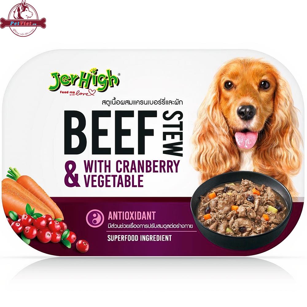 Sốt Thịt Bò Hầm Nam Việt Quất Rau Củ Cho Chó Jerhigh Beef Stew With Cranberry Vegetable