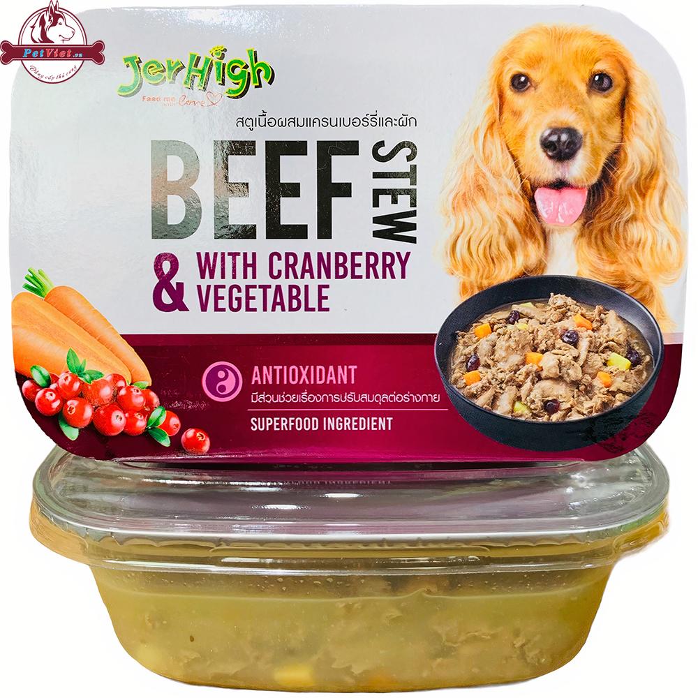 Sốt Thịt Bò Hầm Nam Việt Quất Rau Củ Cho Chó Jerhigh Beef Stew With Cranberry Vegetable - Ảnh 2