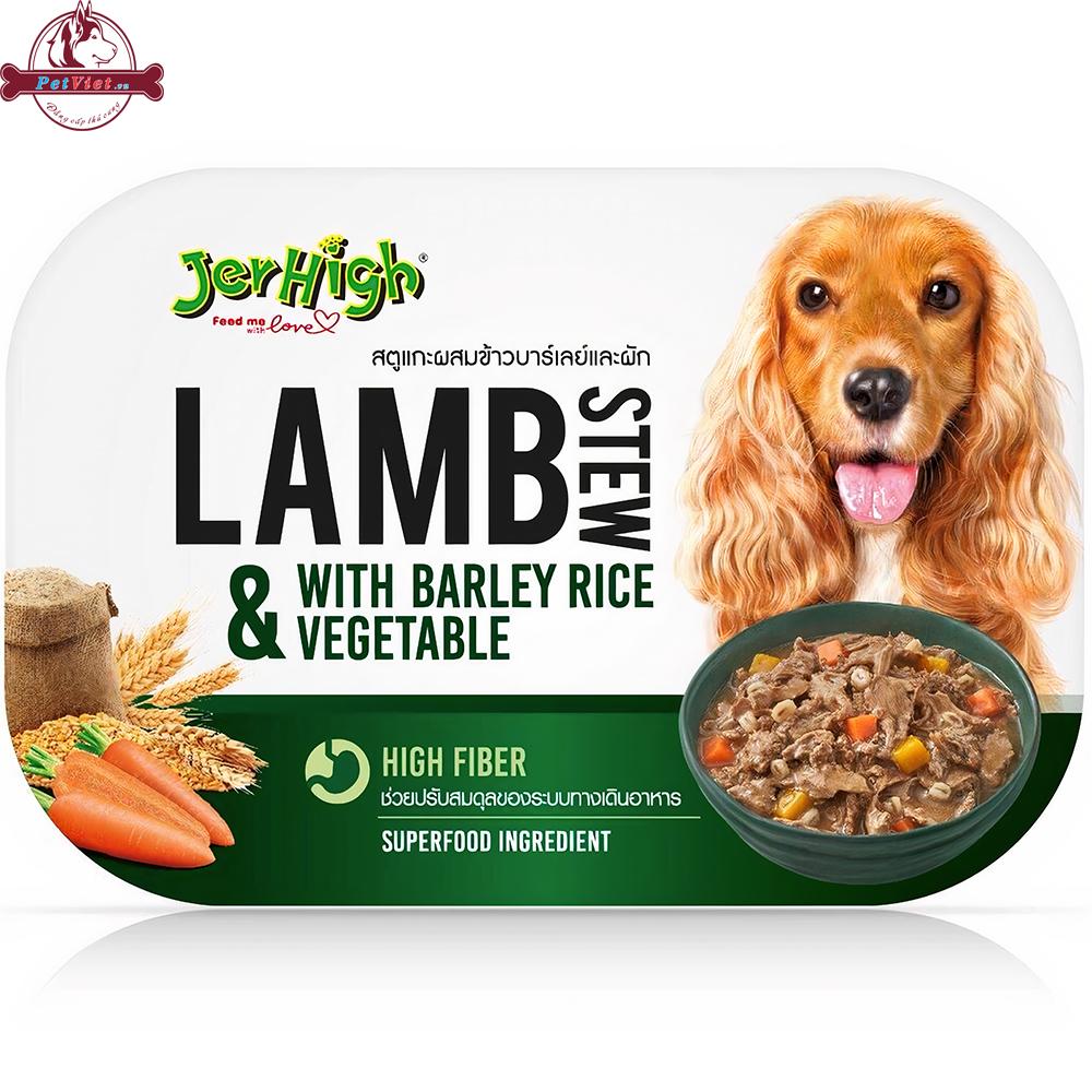 Sốt Thịt Cừu Hầm Lúa Mạch Rau Củ Cho Chó Jerhigh Lamb Stew With Barley Rice Vegetable