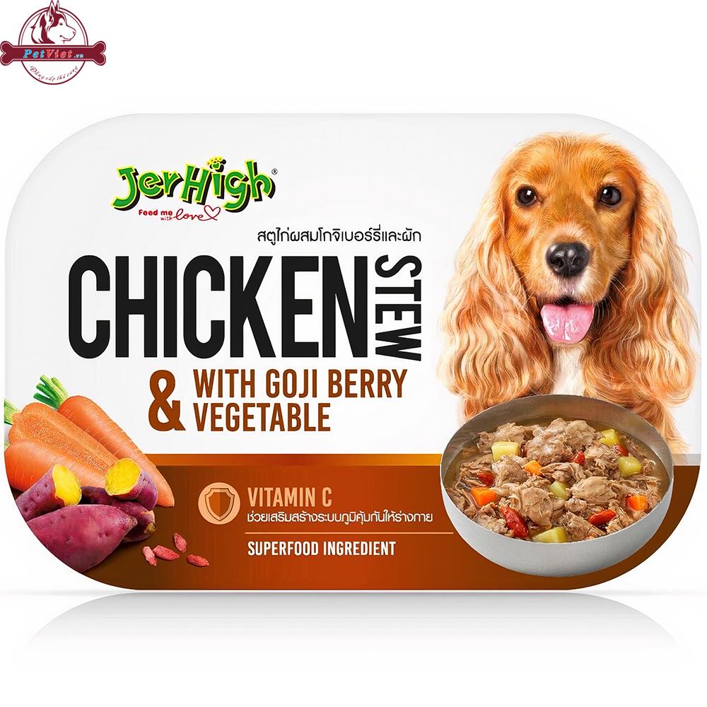 Sốt Thịt Gà Hầm Kỷ Tử Rau Củ Cho Chó Jerhigh Chicken Stew With Goji Berry Vegetable