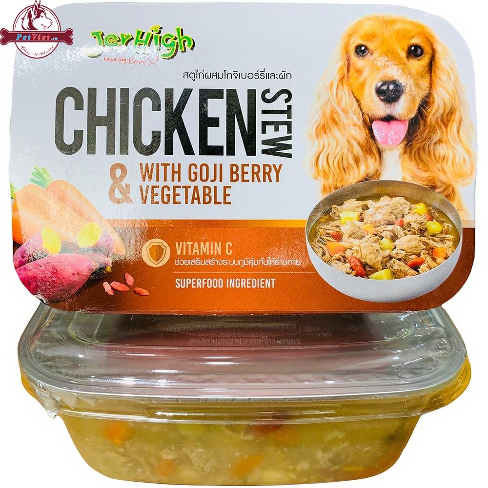 Sốt Thịt Gà Hầm Kỷ Tử Rau Củ Cho Chó Jerhigh Chicken Stew With Goji Berry Vegetable - Ảnh 2