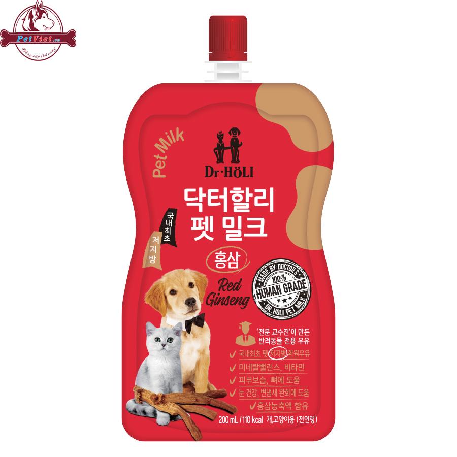 Sữa Tươi Cho Chó Mèo Ít Béo Dr Holi Pet Milk Red Ginseng