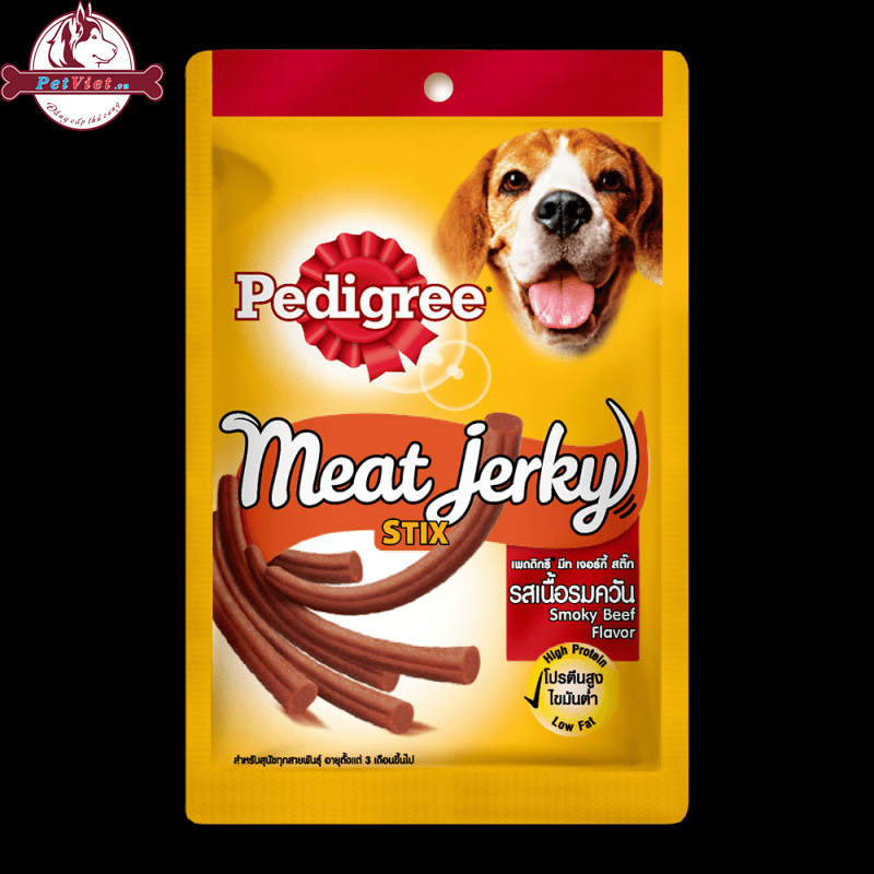 Thức Ăn Vặt Cho Chó Pedigree Meat Jerky - Vị Bò Xông Khói Dạng Que 60gr
