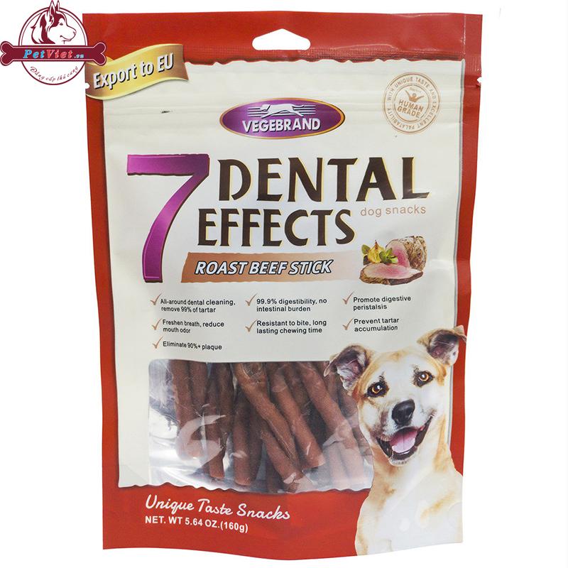 Xương Gặm Sạch Răng Cho Chó Vị Thịt Bò Vegebrand 7 Dental Effects Roast Beef Stick