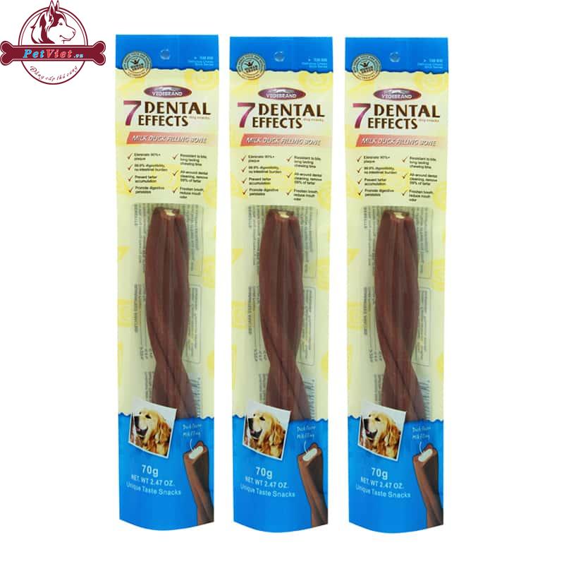Xương Gặm Sạch Răng Cho Chó Vị Thịt Vịt Vegebrand 7 Dental Effects Milk Duck Filling Bone